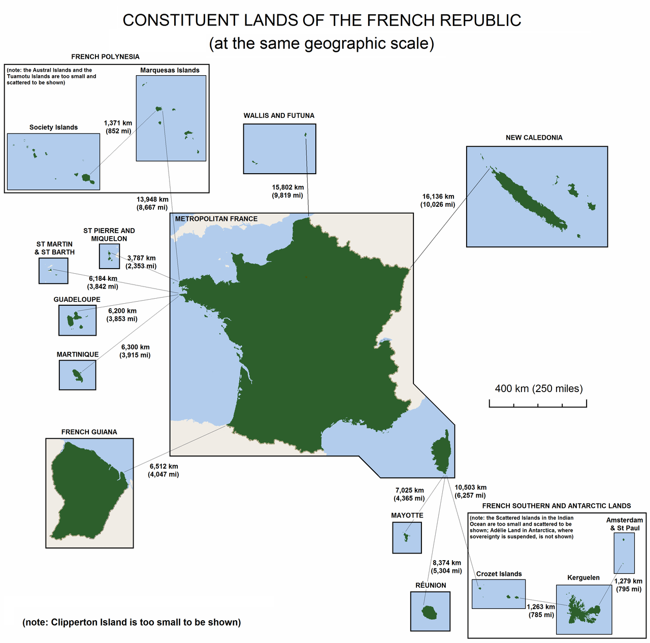 France and Francophone countries time zone map
