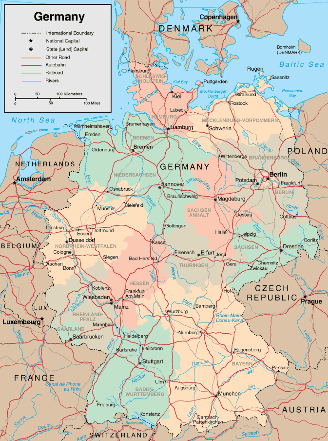 Cities map of Germany