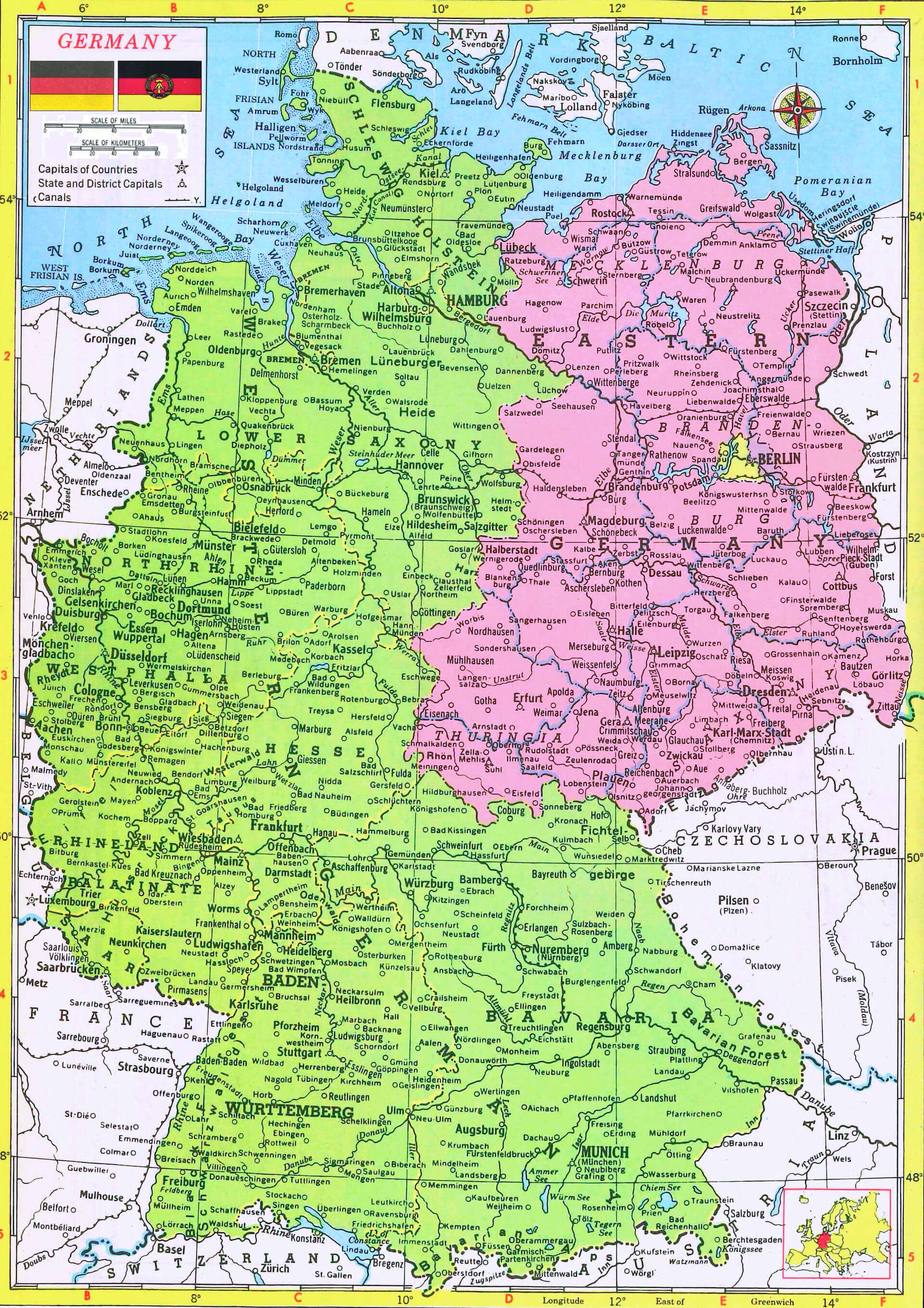 Divided map of Germany 1950 1964 Berlin