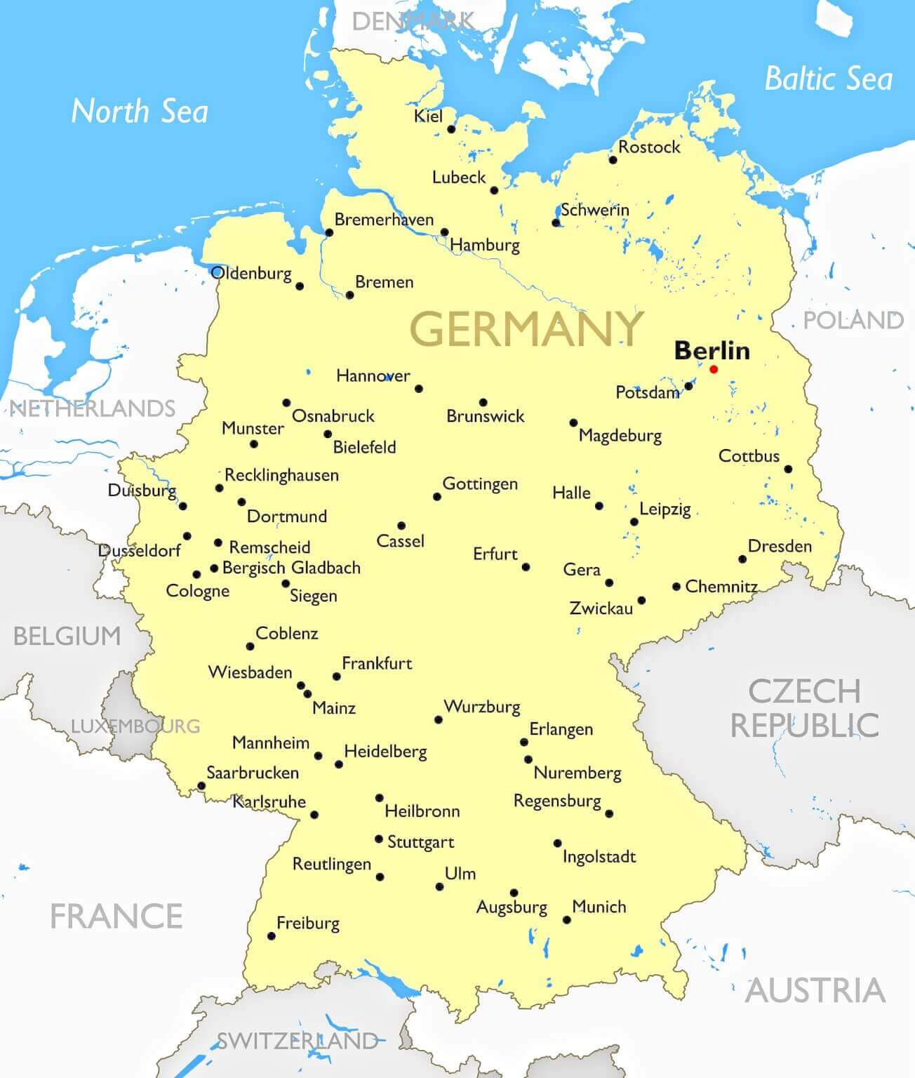 Germany cities urban map