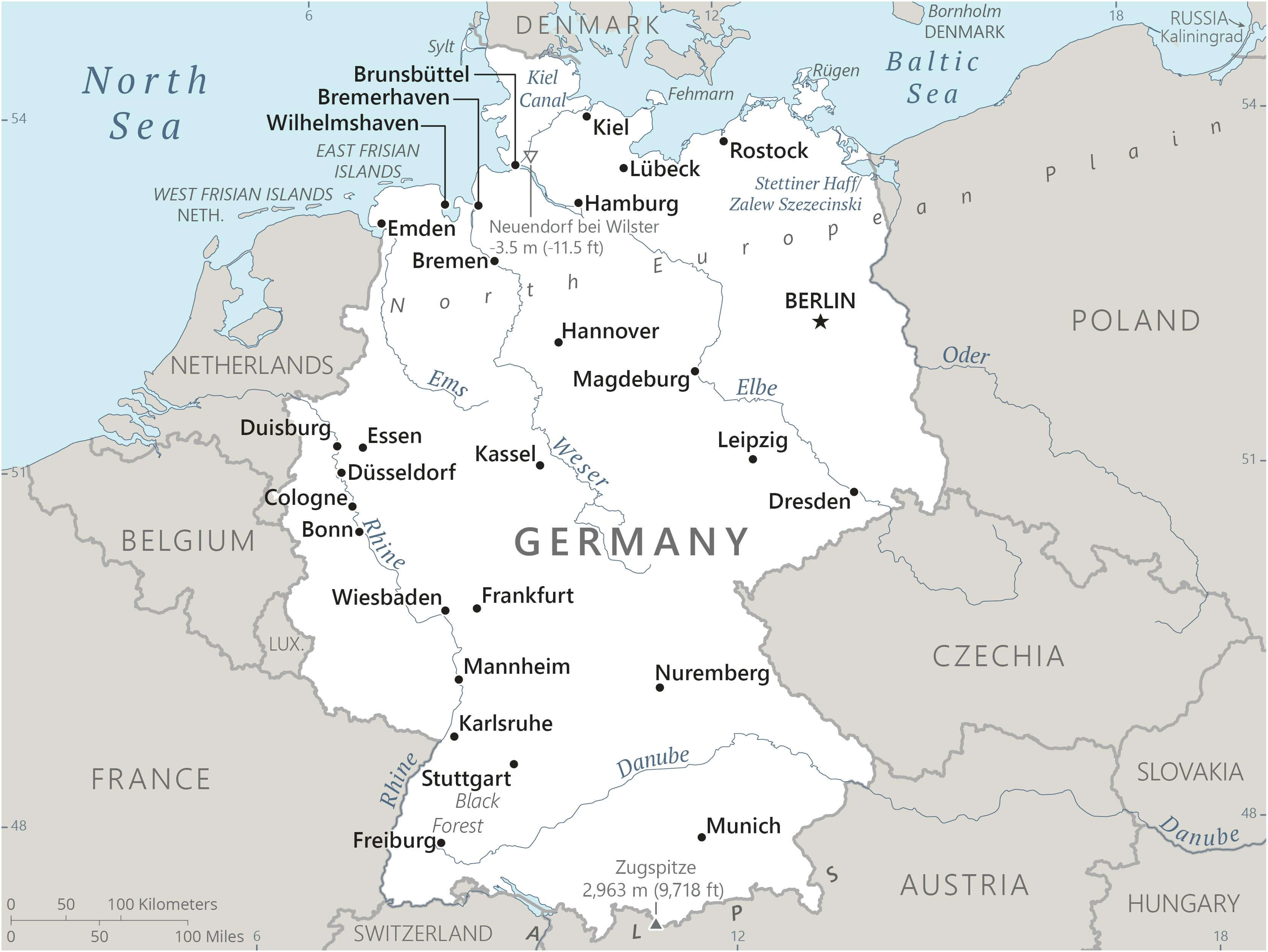 Germany high resolution major cities map