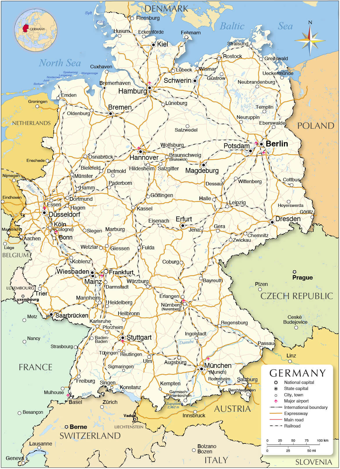 Large Germany political map