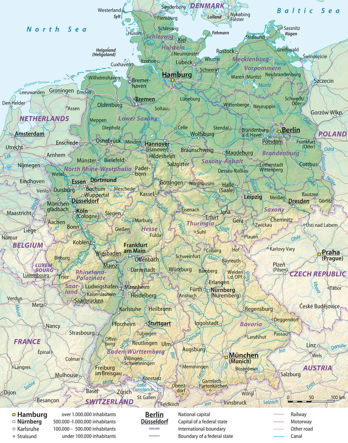 Large physical map of Germany