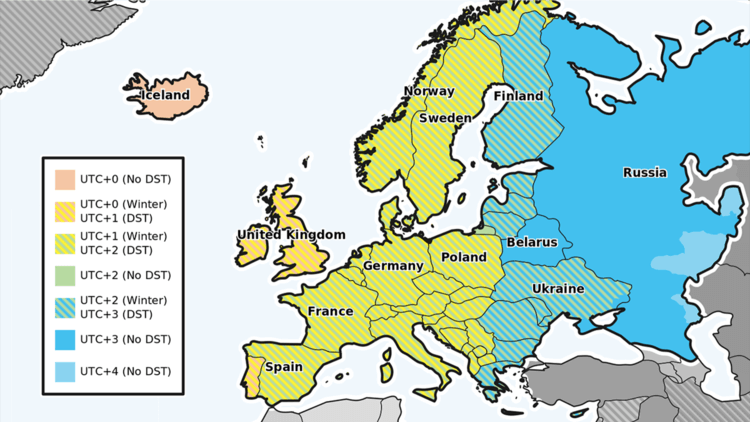 Germany UTC 1 time zone map