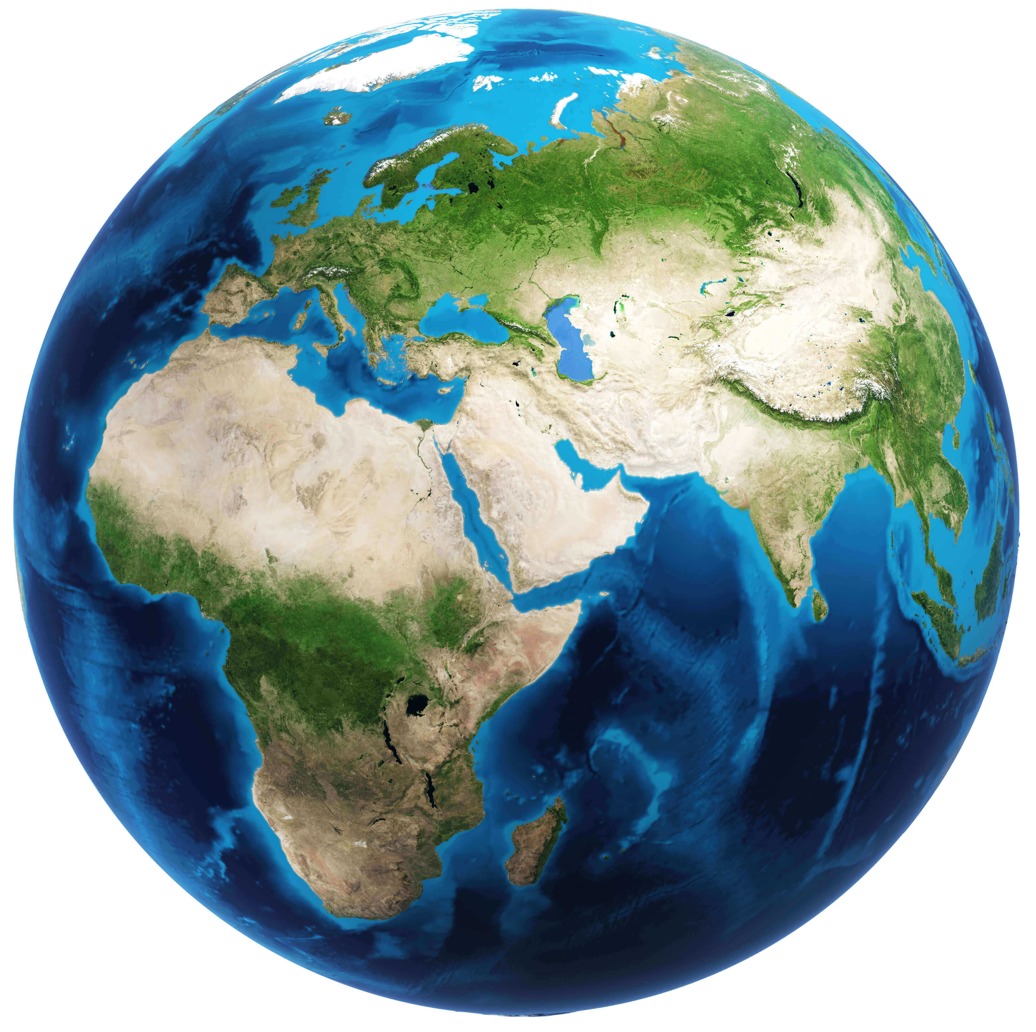 Europe Africa and Asia earth map