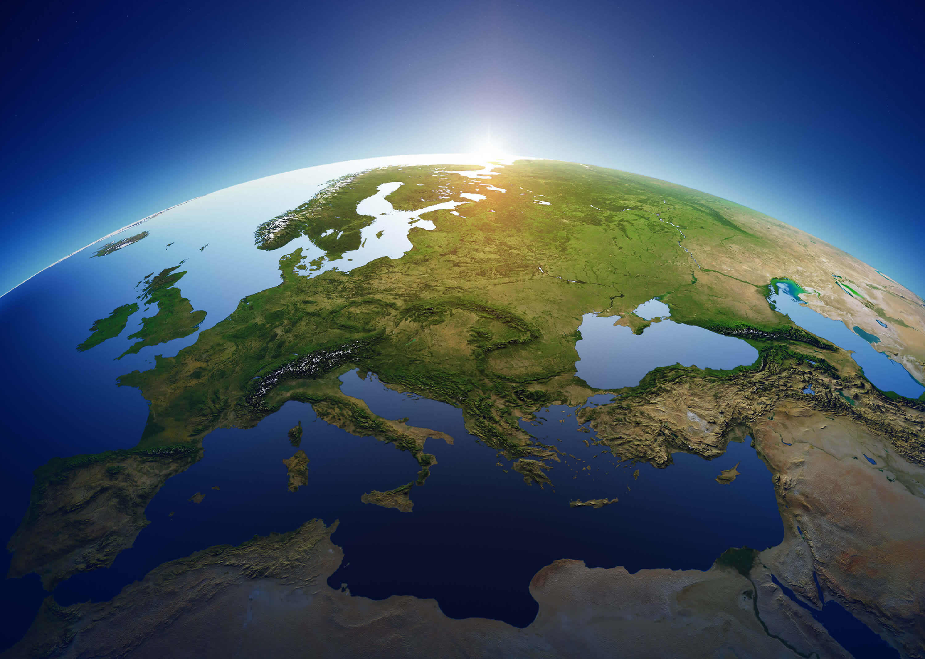 Europe satellite map from space