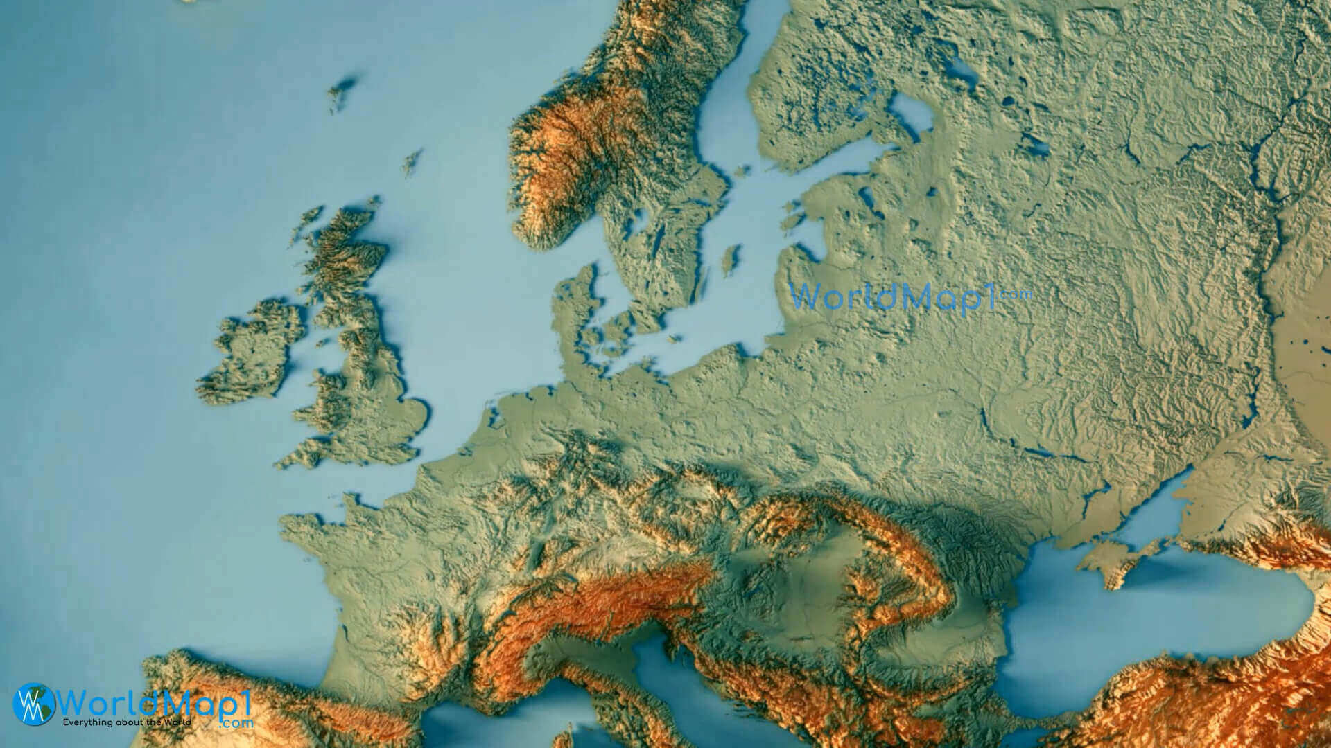 Europe topography map
