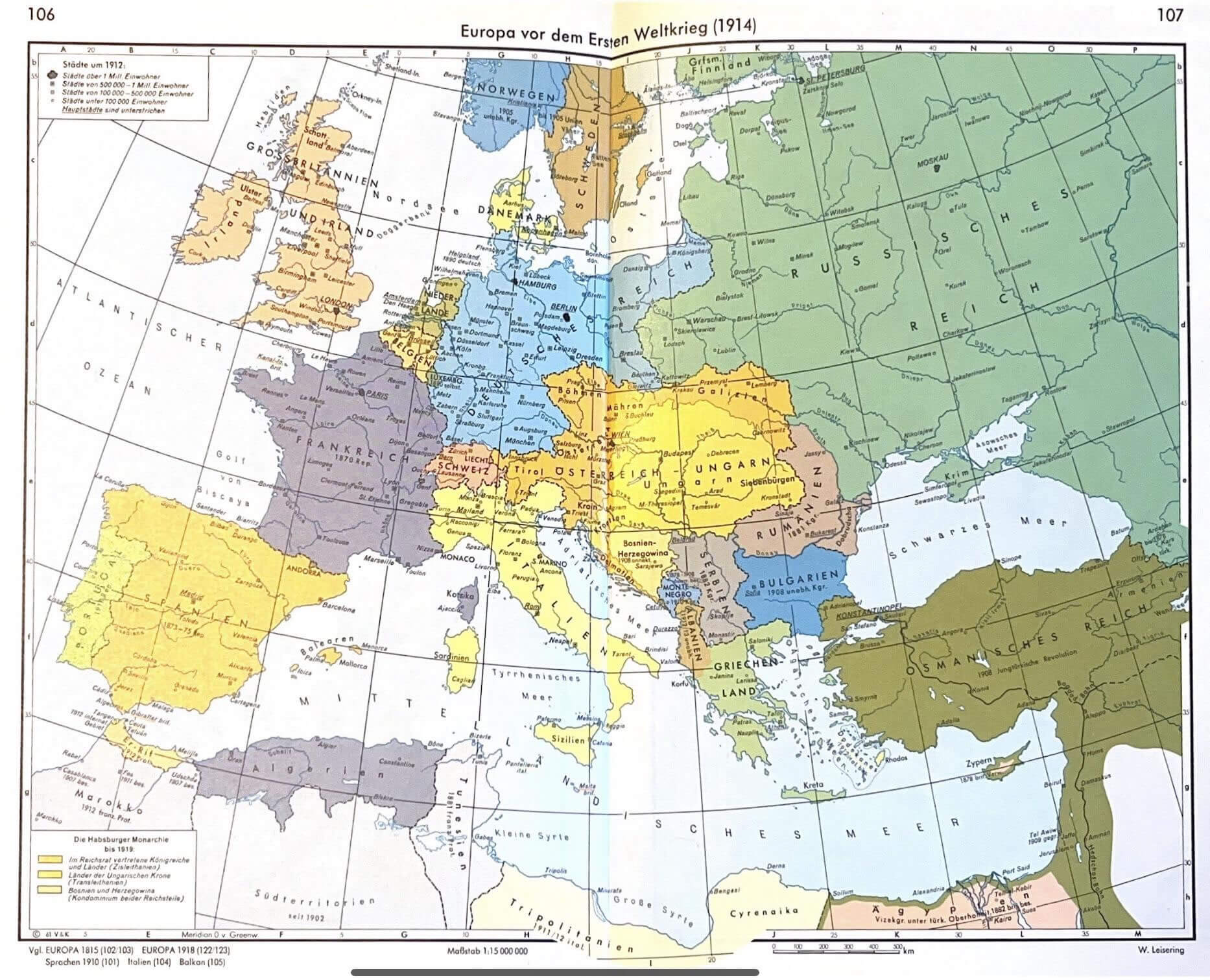 History map of Europe in 1914