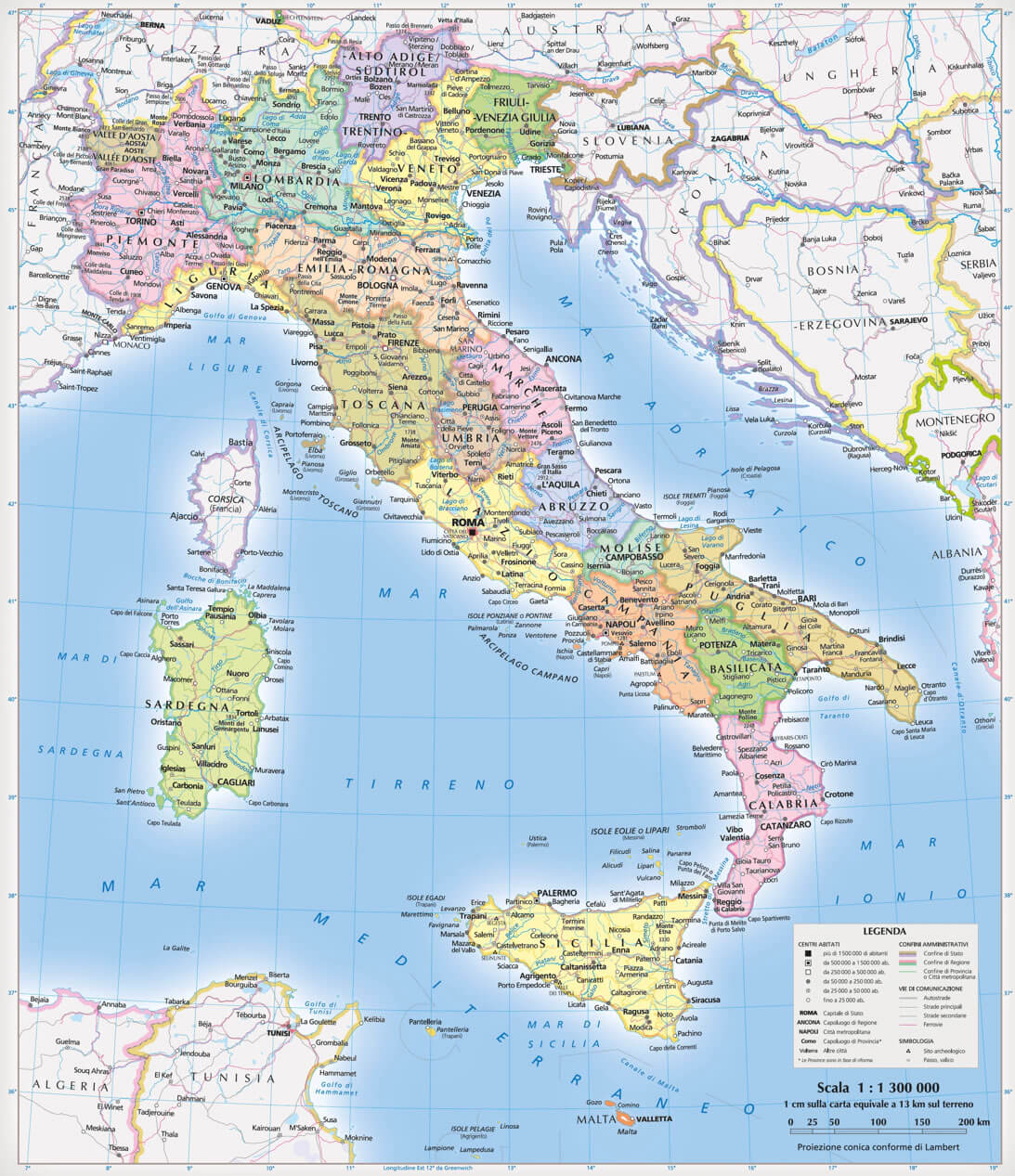 Italy cities map in italian