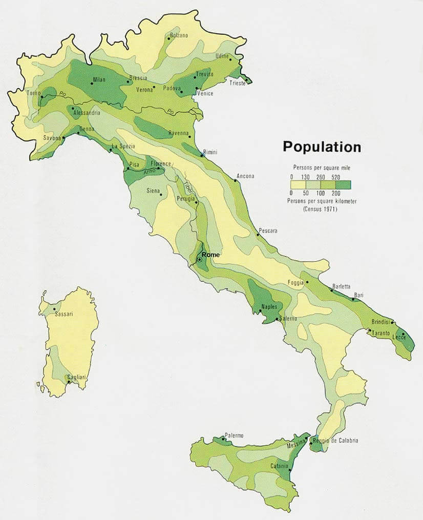 Italy cities population map