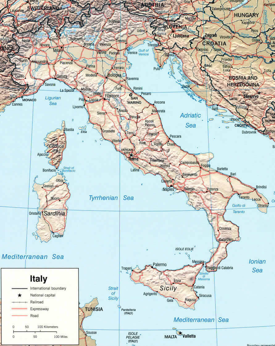 Italy cities road map