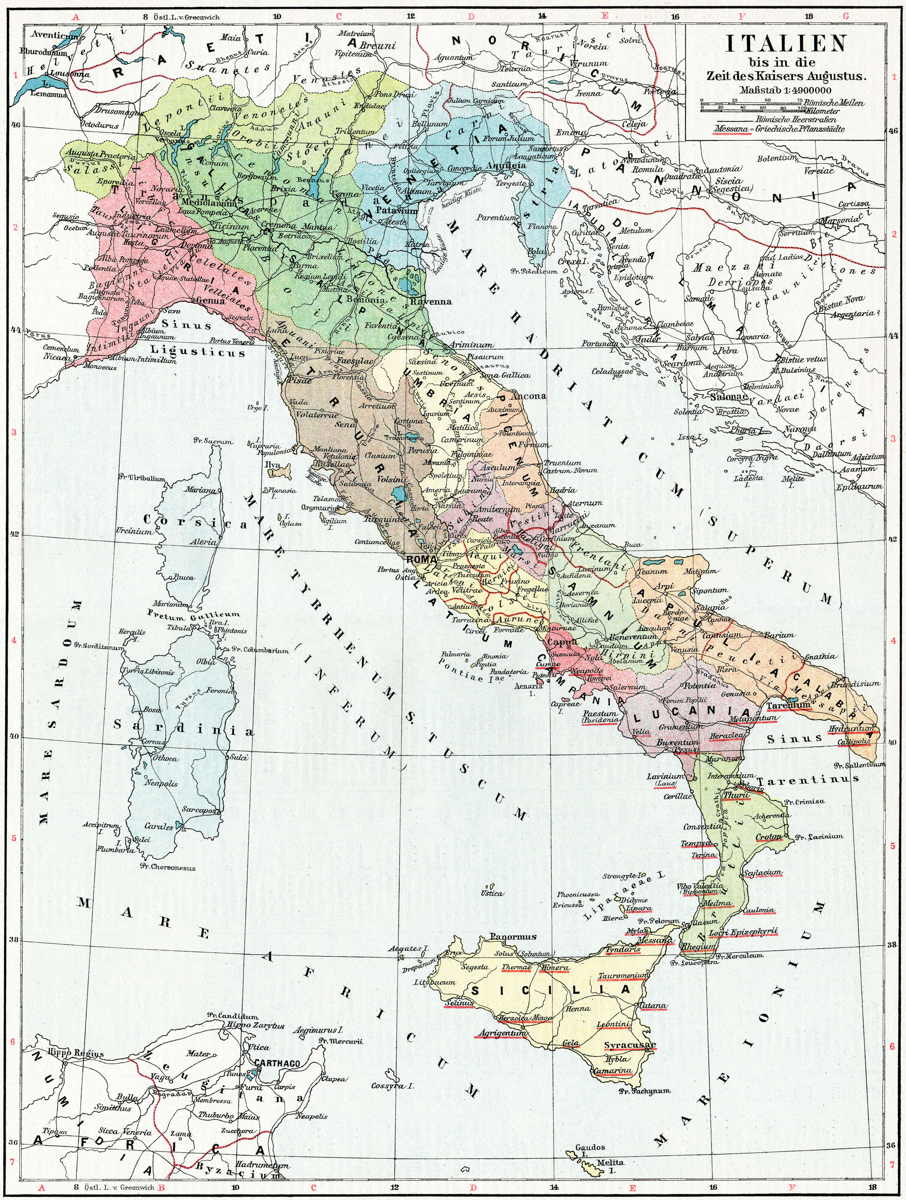 Italy historical map with cities