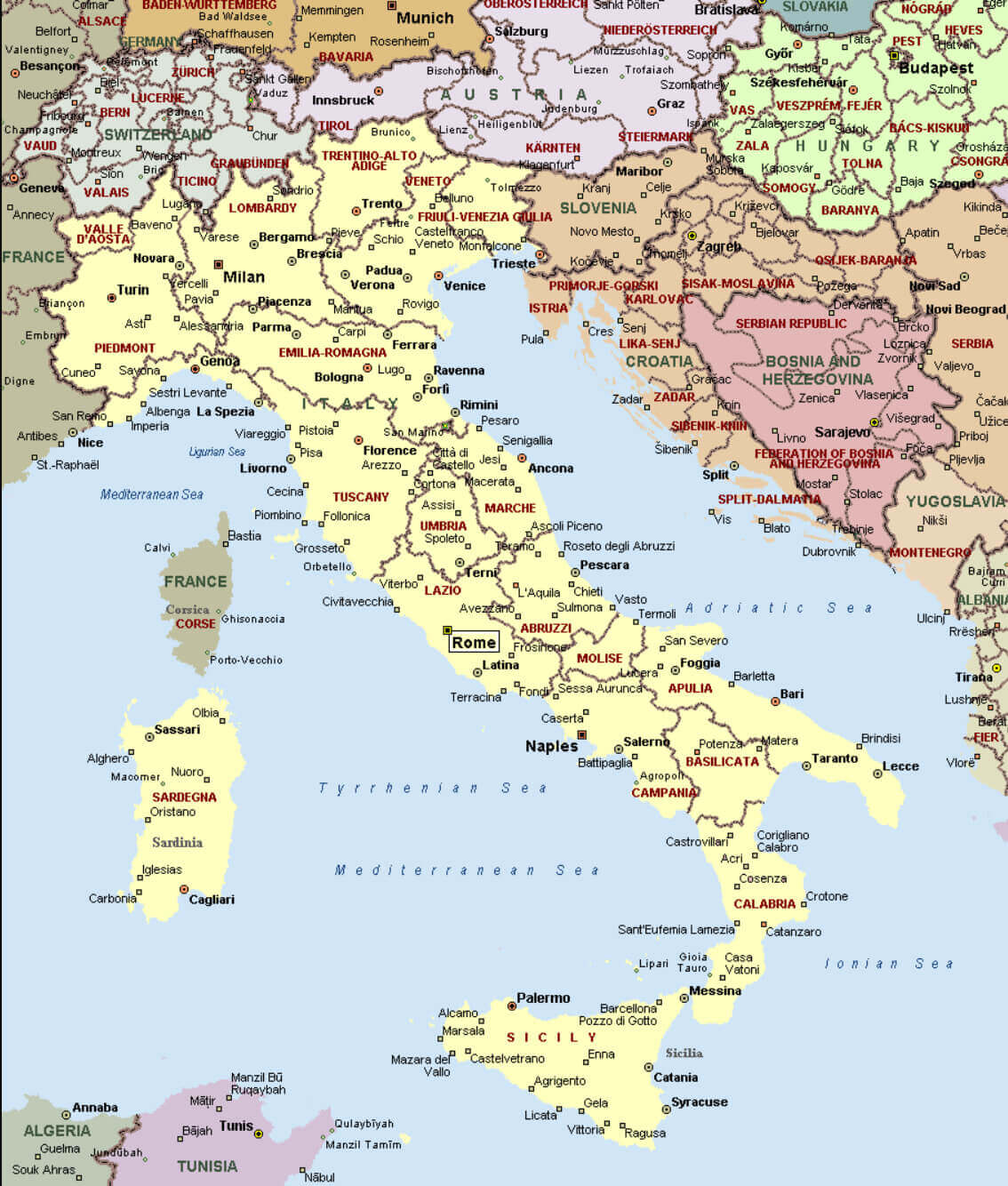 Italy main cities map