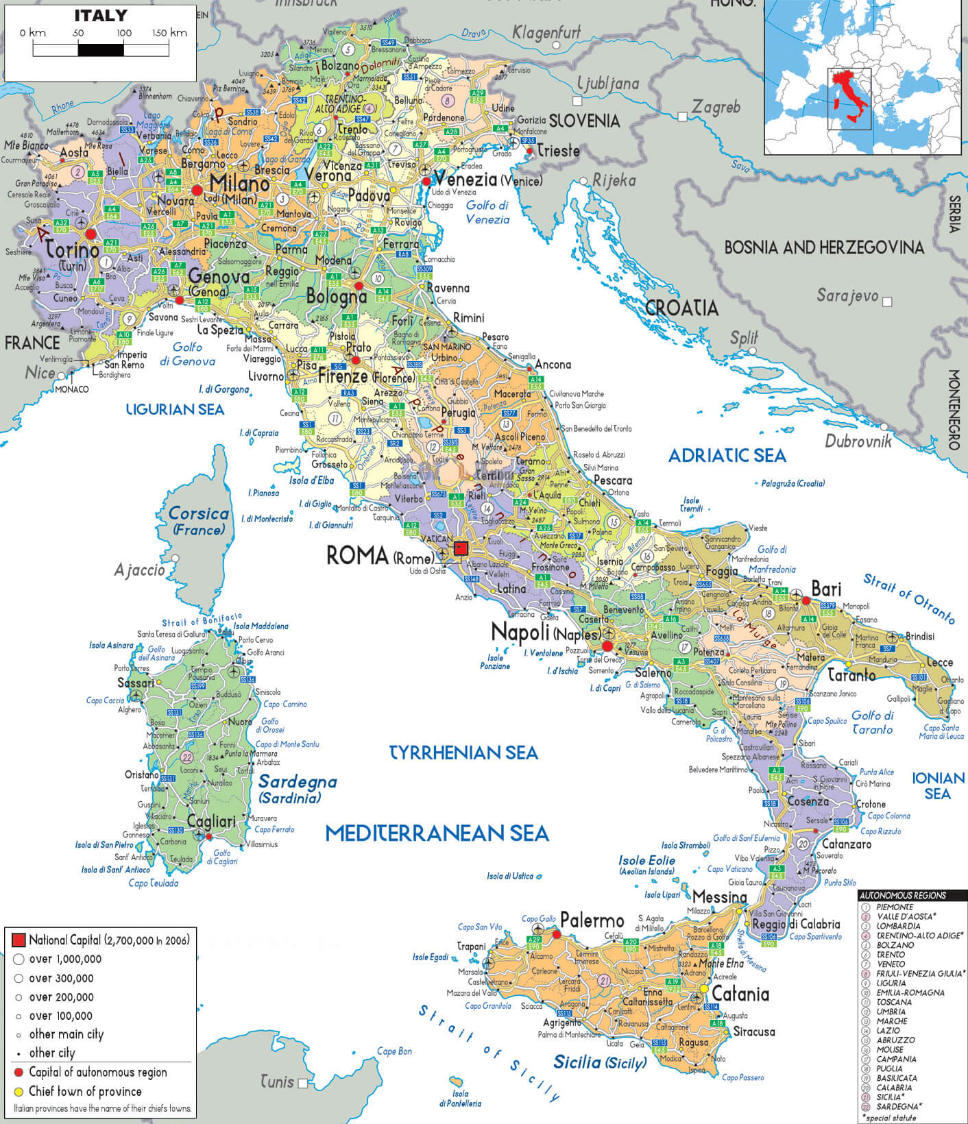 Italy major cities map