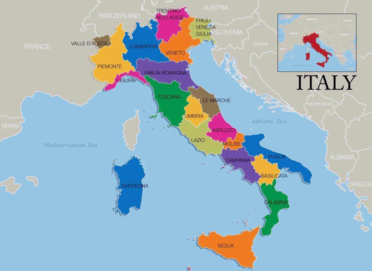 Italy region map by cities