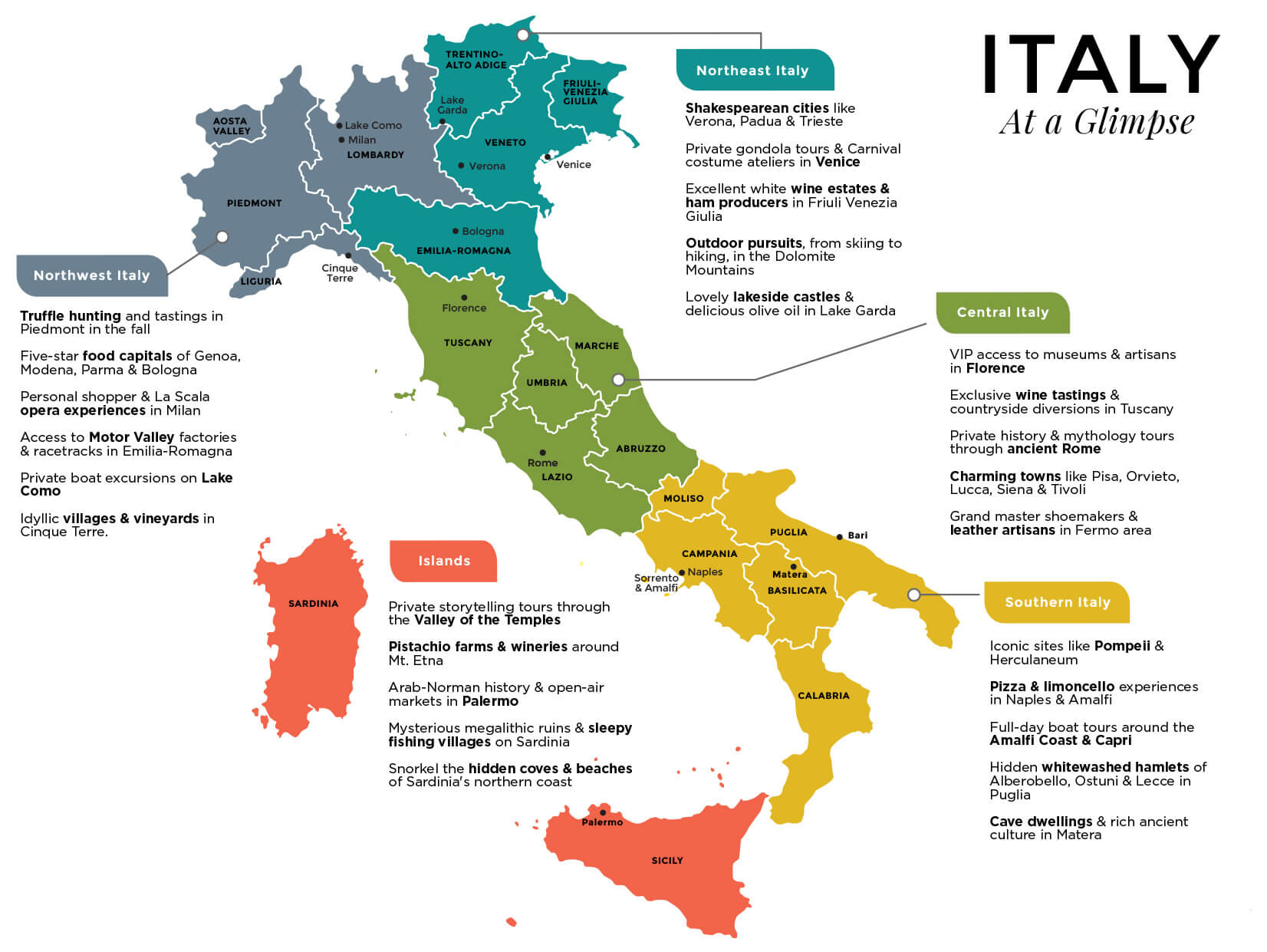 Detailed Italy regions map