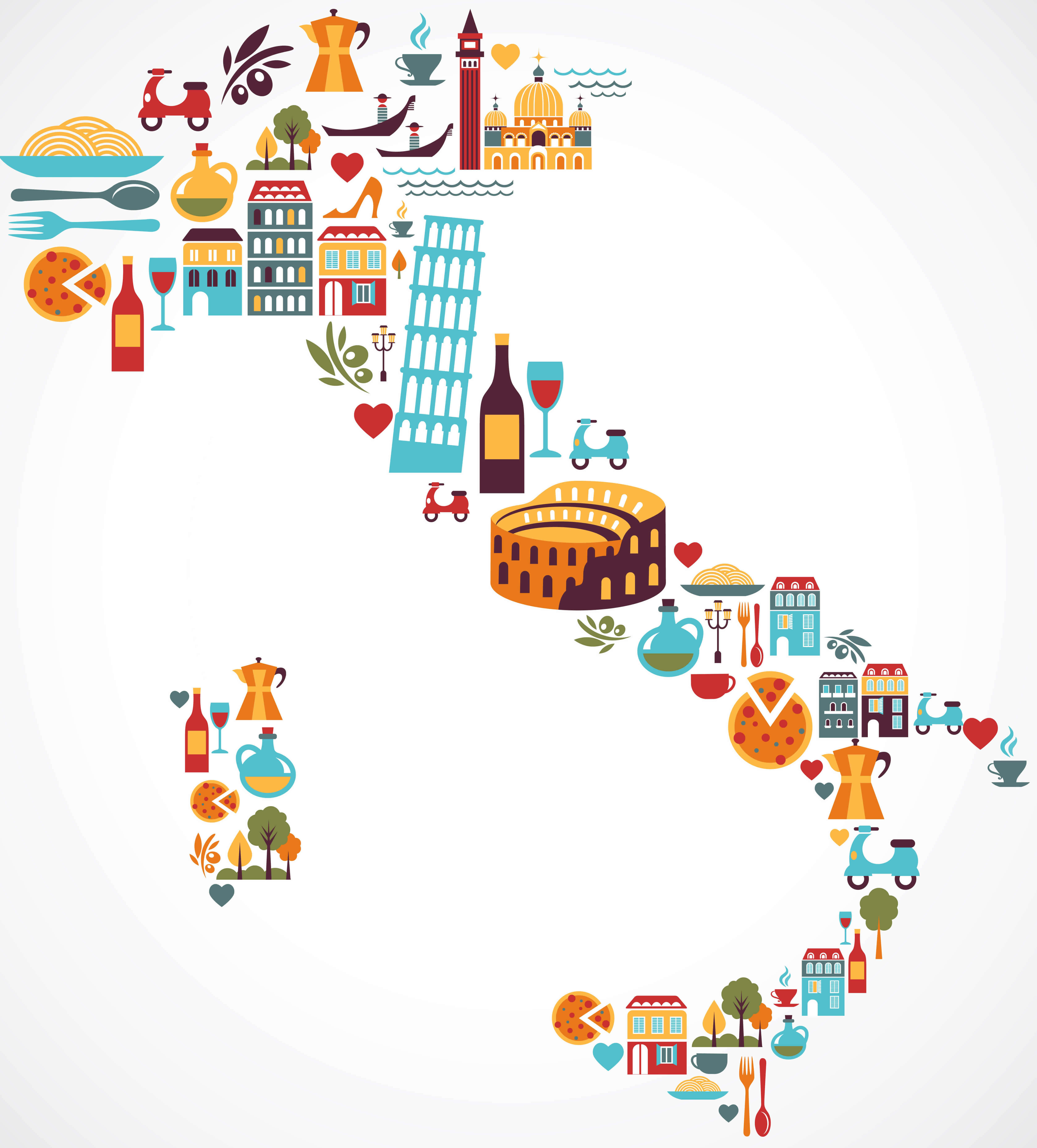 High resolution Italy tourism map