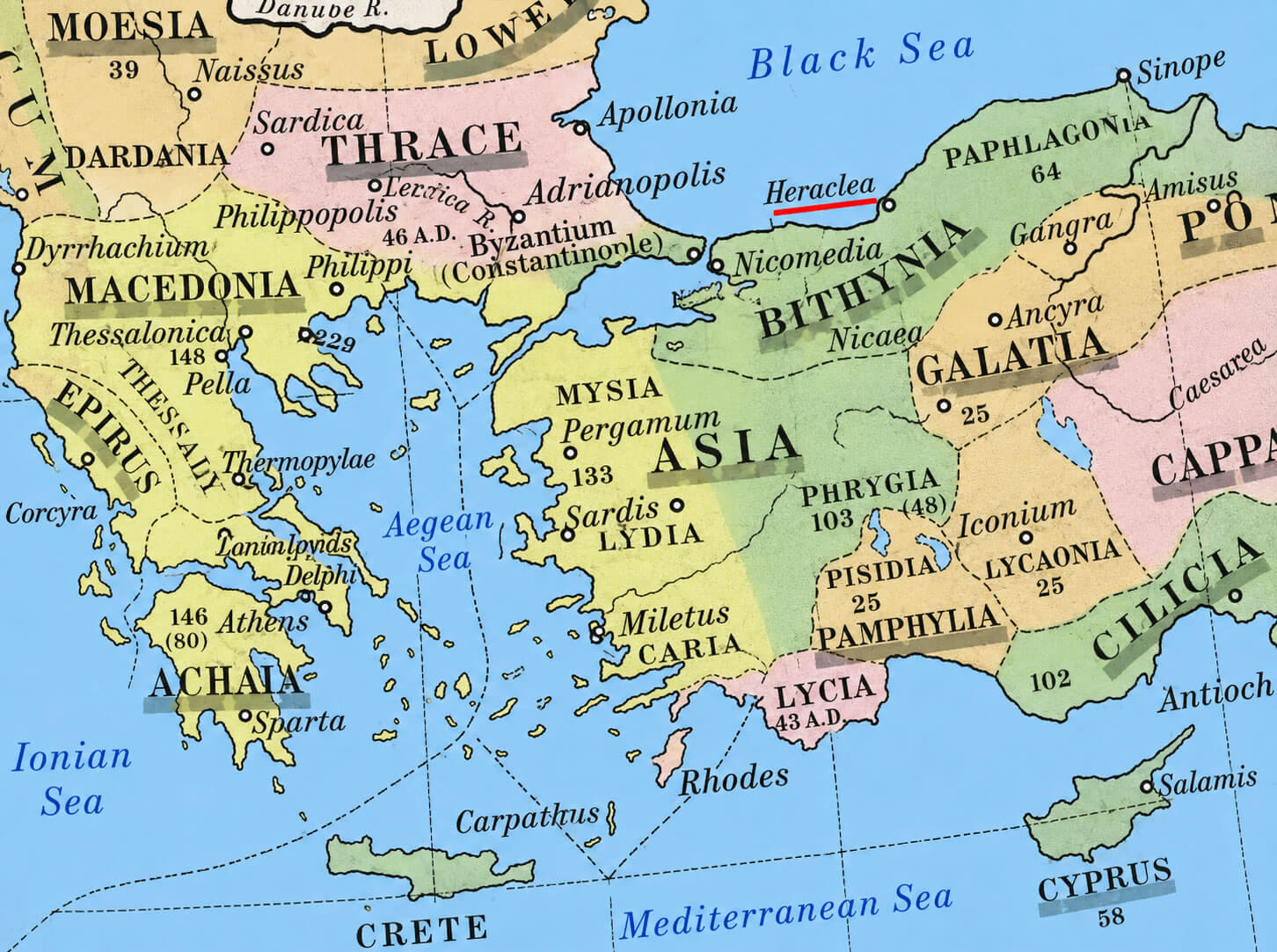 Heraclea Pontica Roman Empire Map in 133 BC