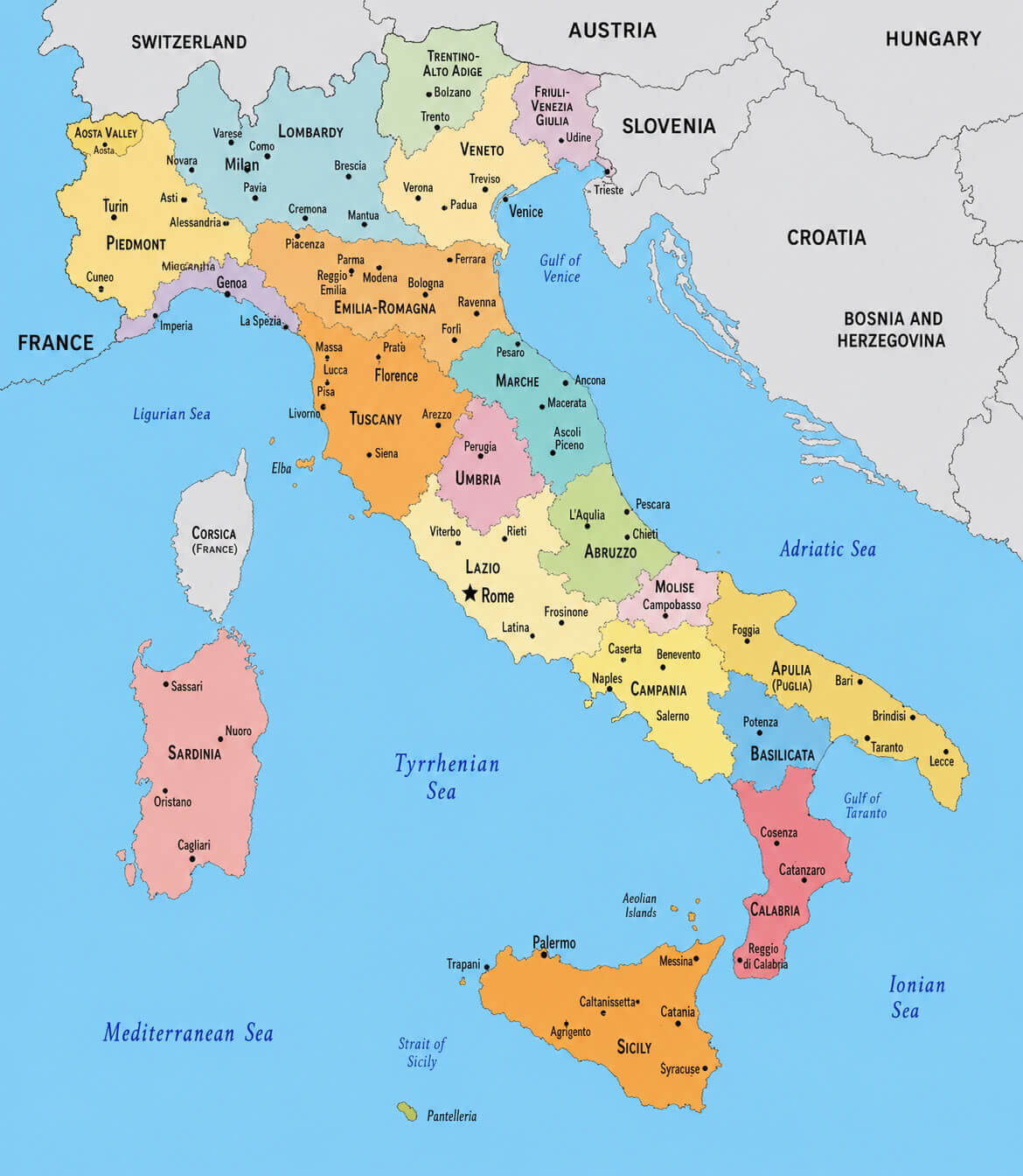 Italy administrative boundaries map