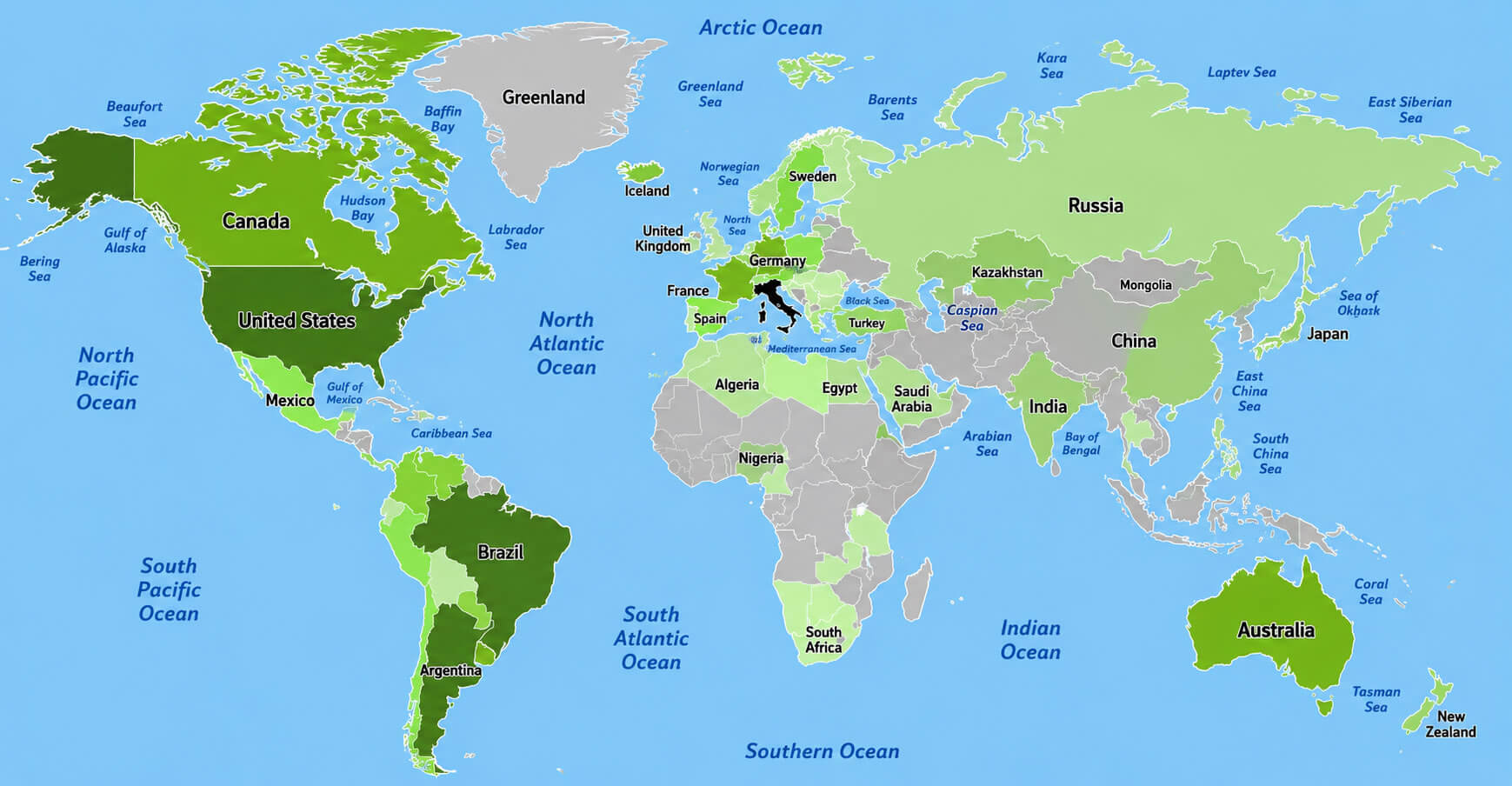 Italian diaspora map Worldwide