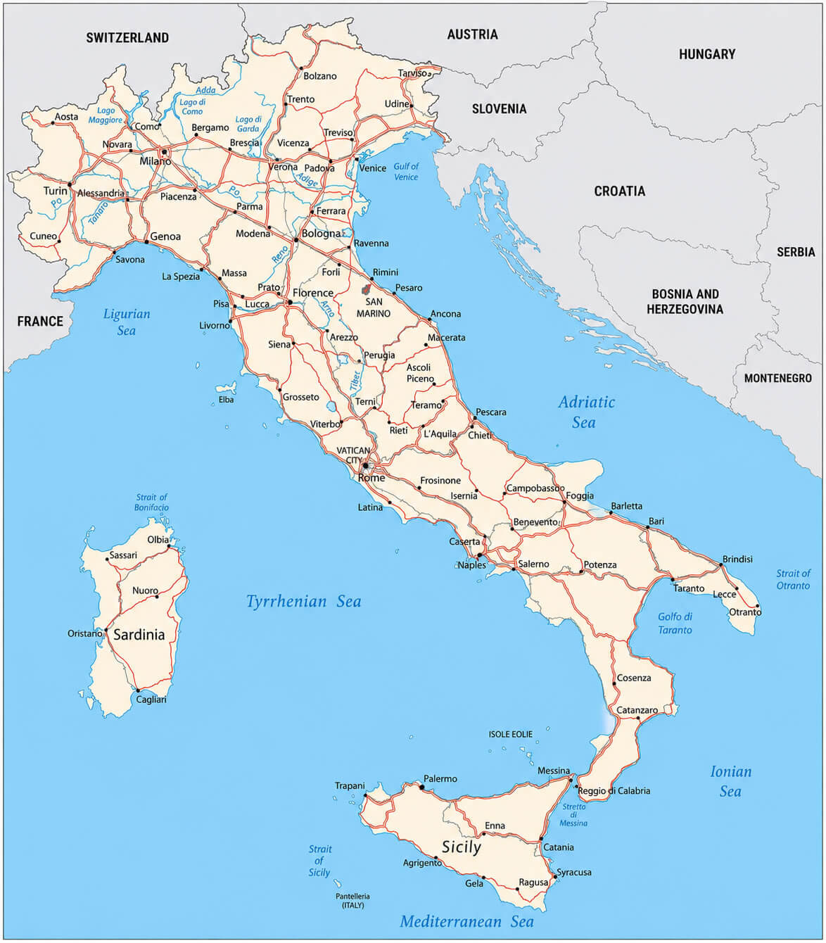 Italy routes maps
