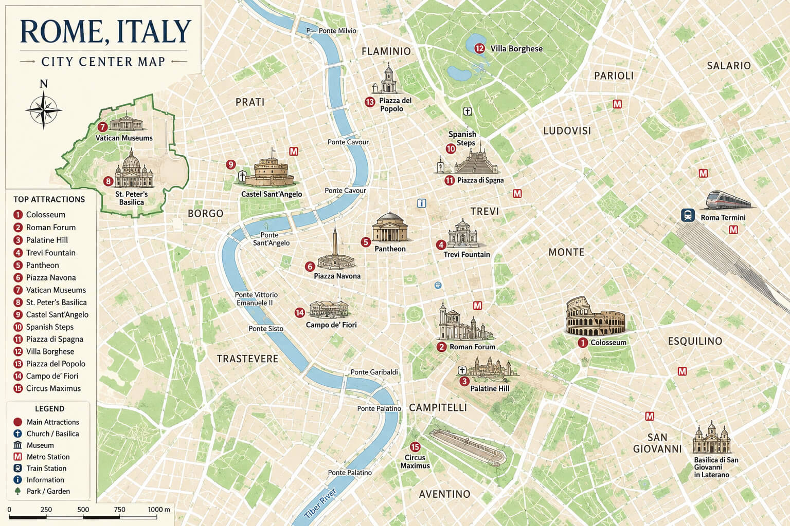 Rome city guide map