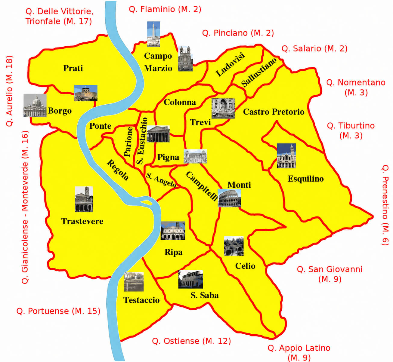 Rome districts map