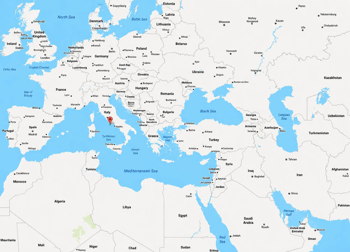 Where is Rome located on europe map