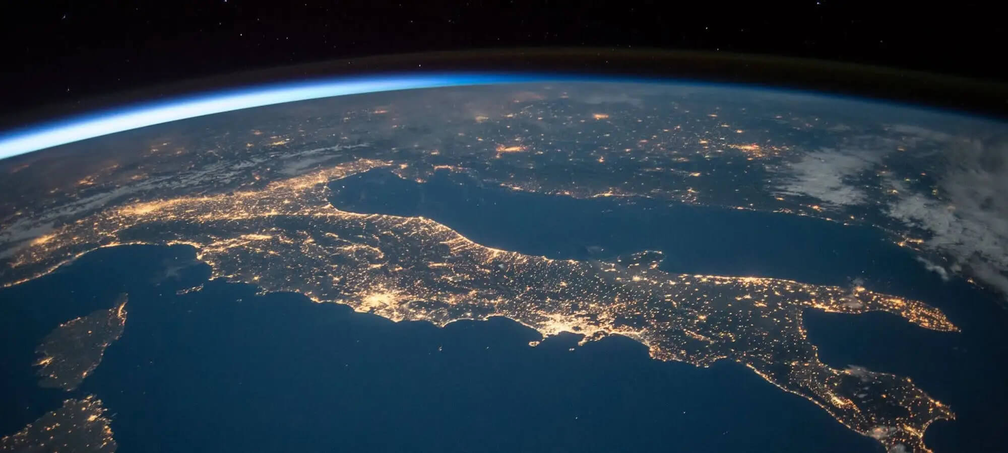 Italy map from space at night