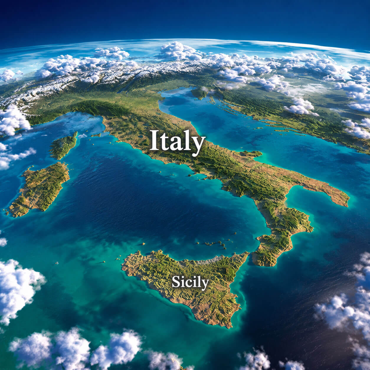 Italy satellite view map