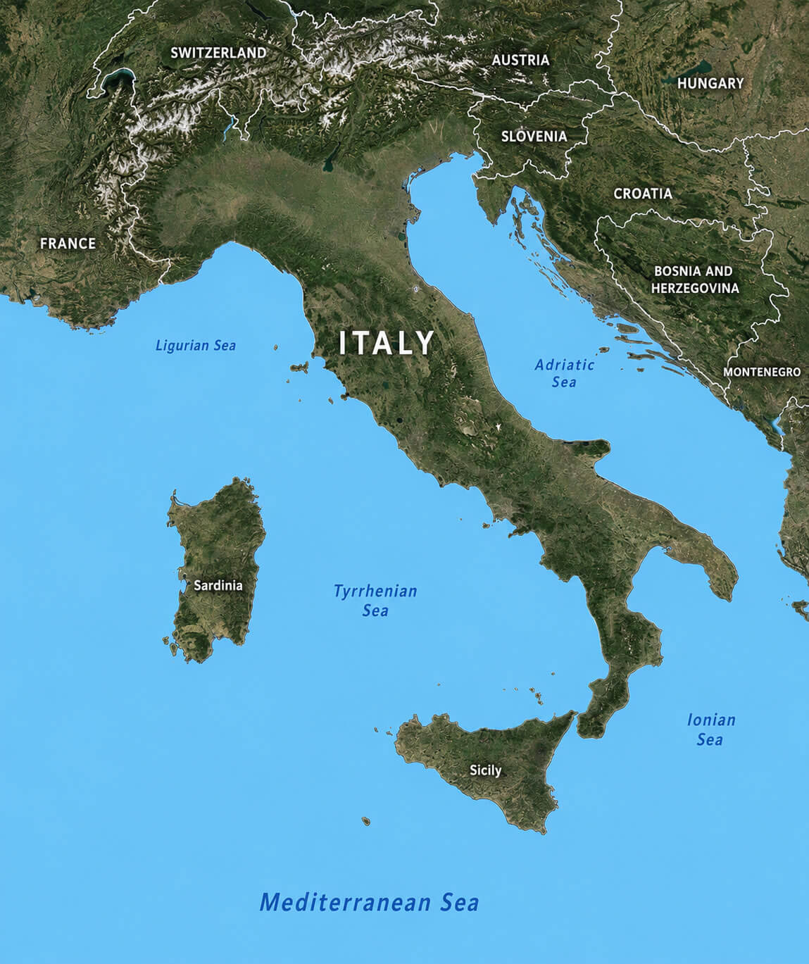Satellite image of Italy