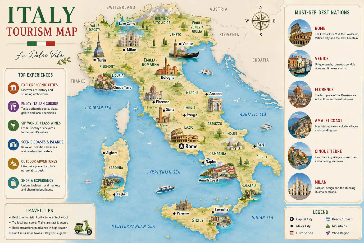 Italy destinations map