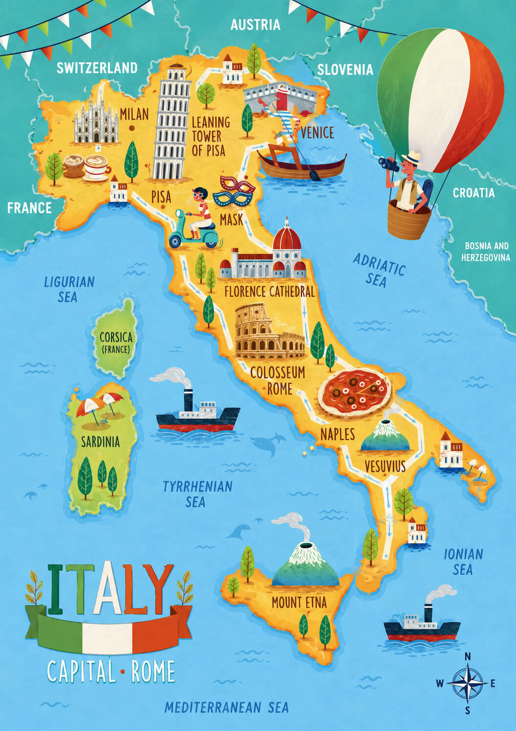 Italy landmarks map