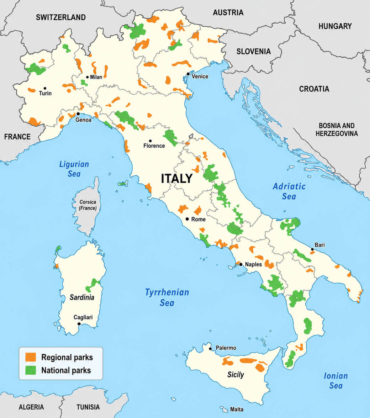 Italy national parks map