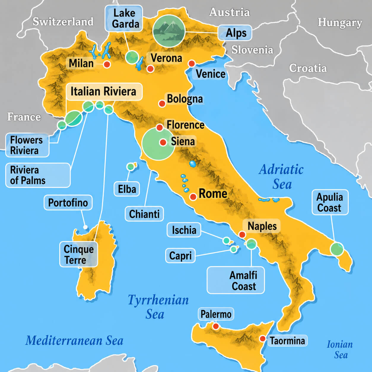 Italy tourism map