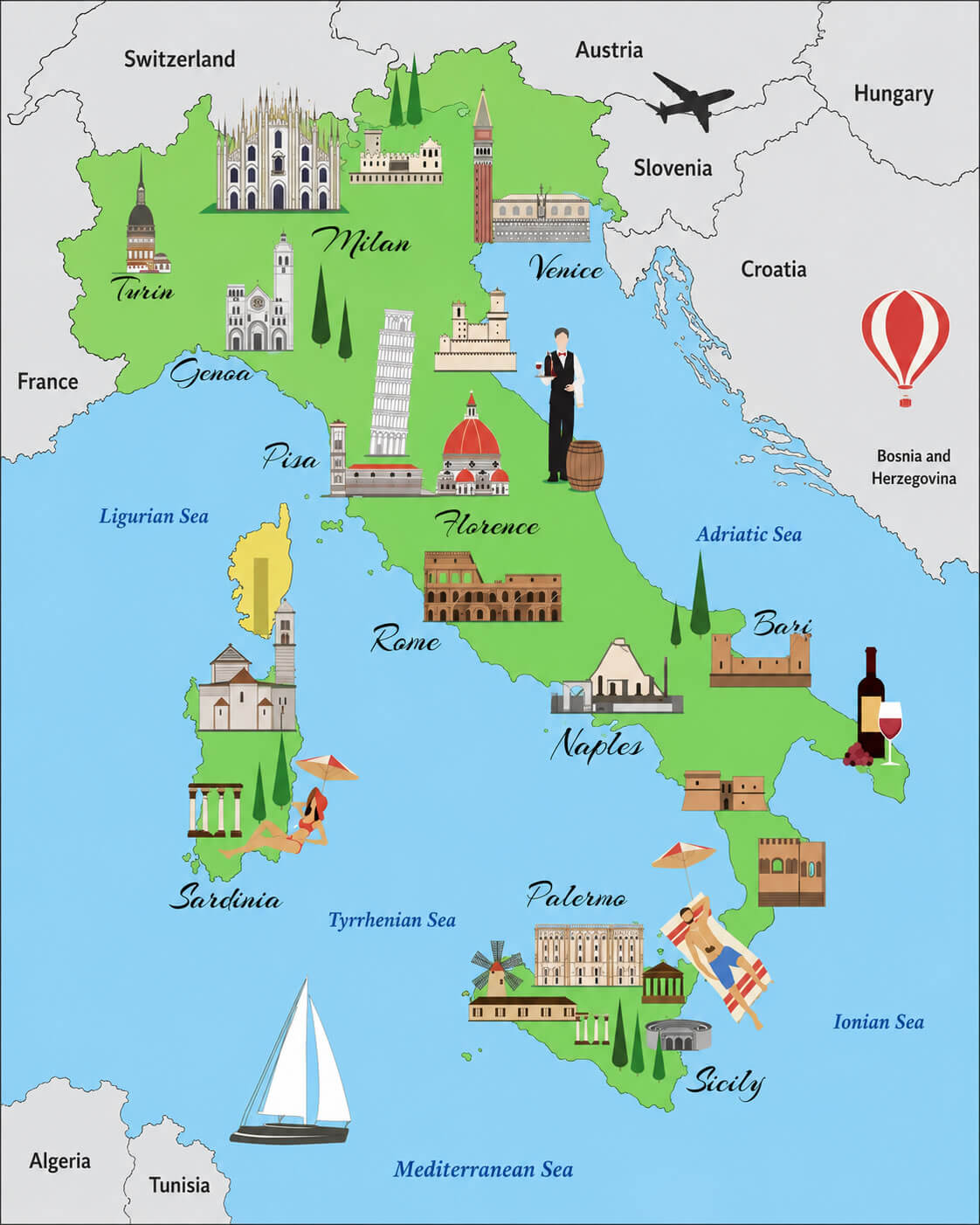 Italy tourist attractions map