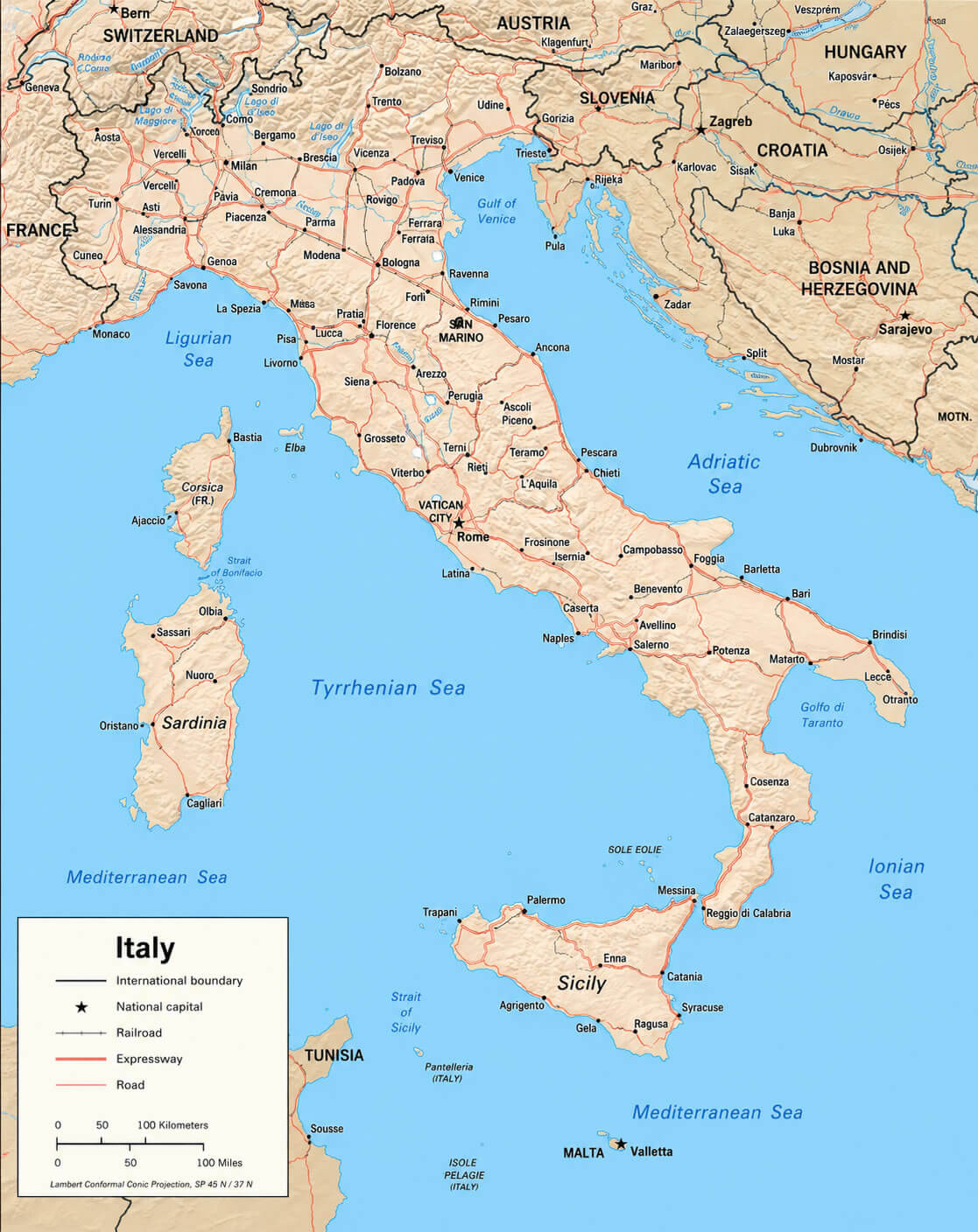 Italy tourist map