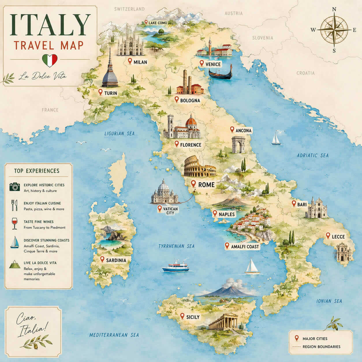 Italy travel map