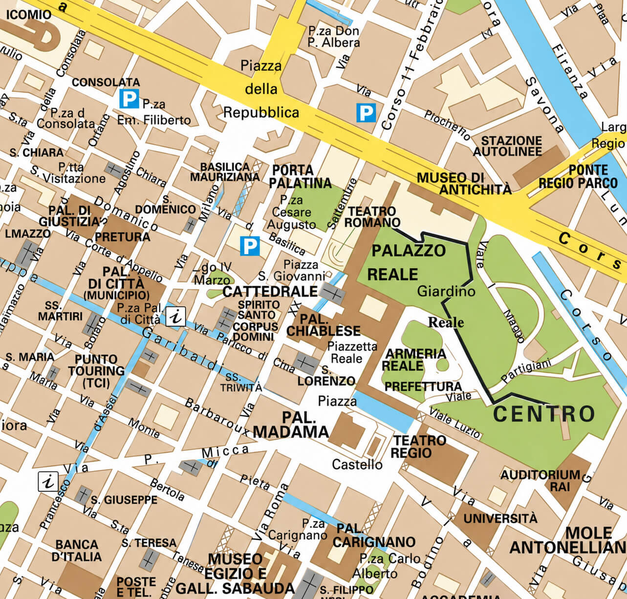 Turin downtown map