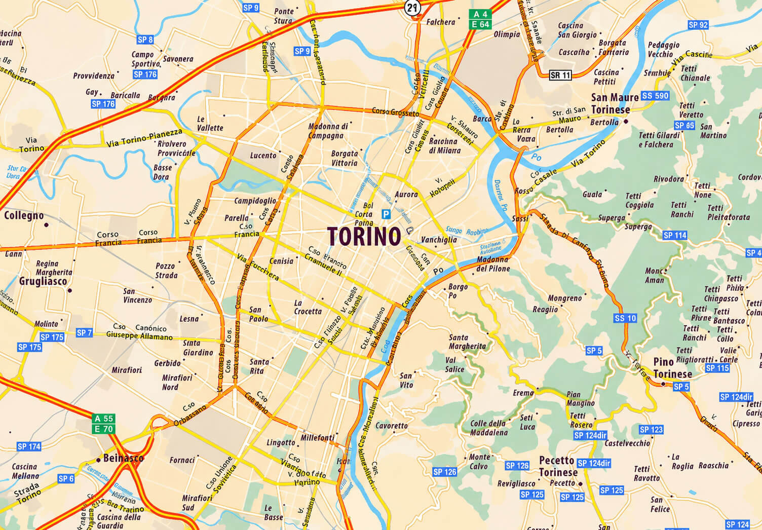 Turin metropolitan area map