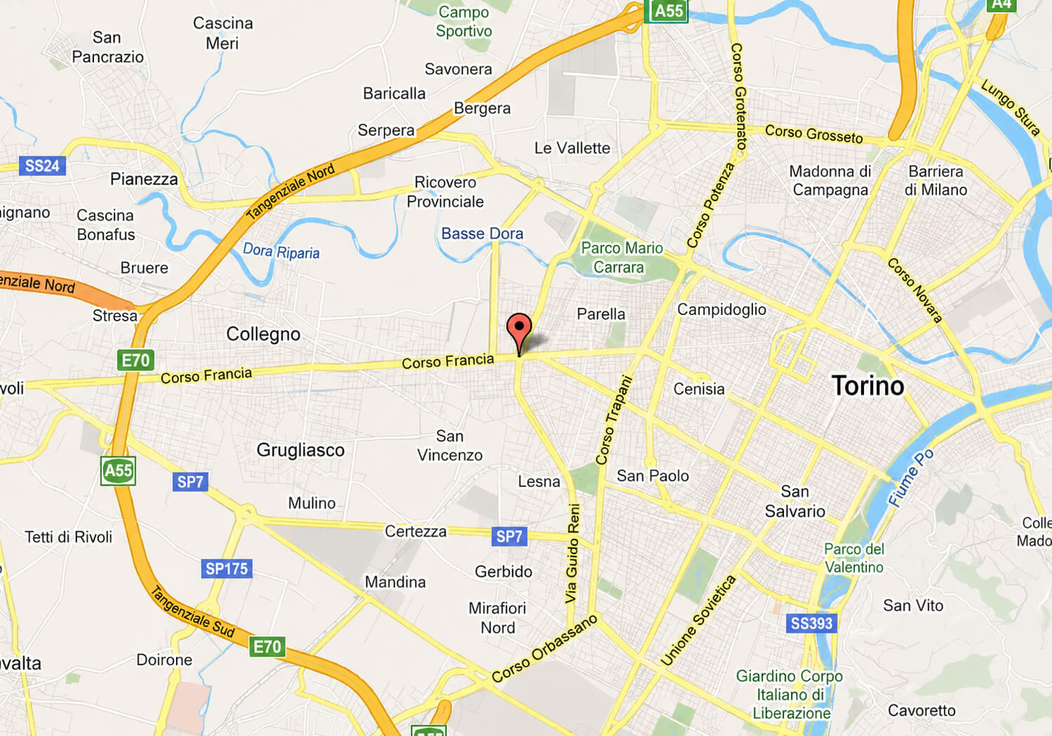 Turin regional road map