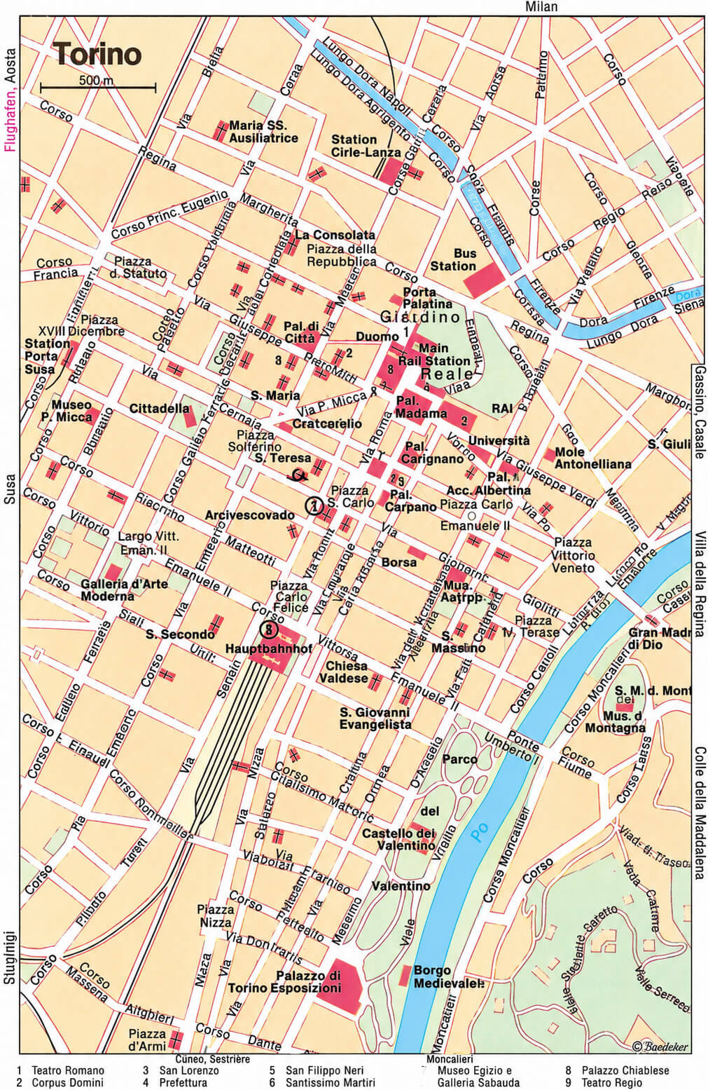 Turin tourist city map