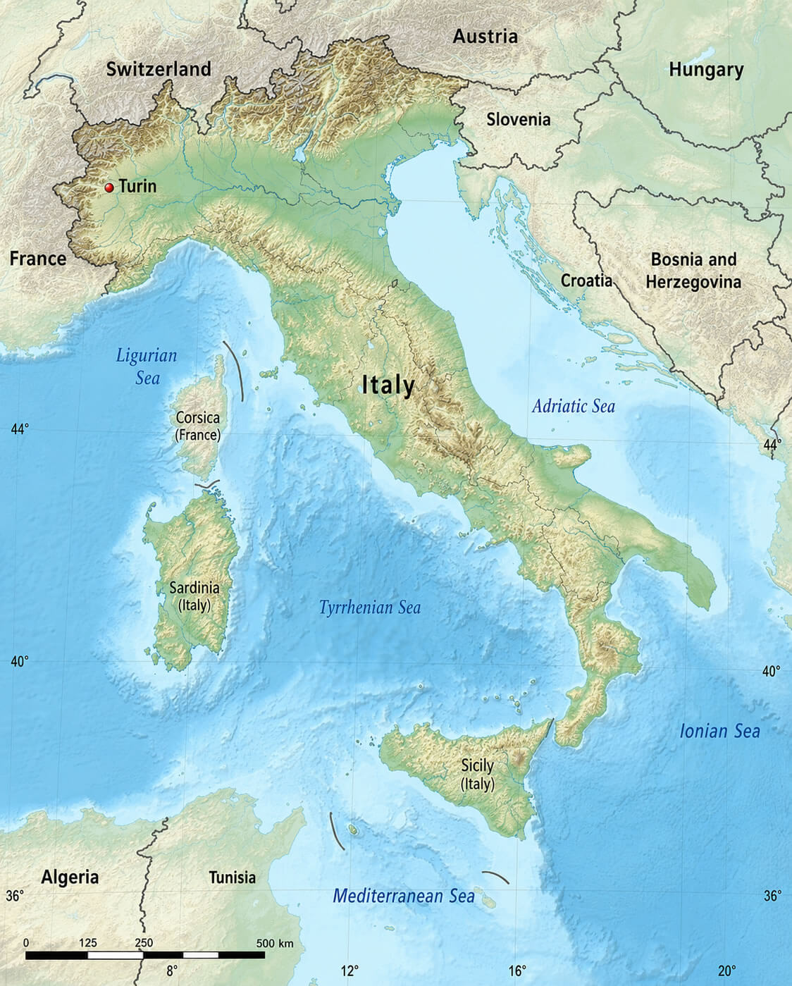Where is Turin on Italy map	