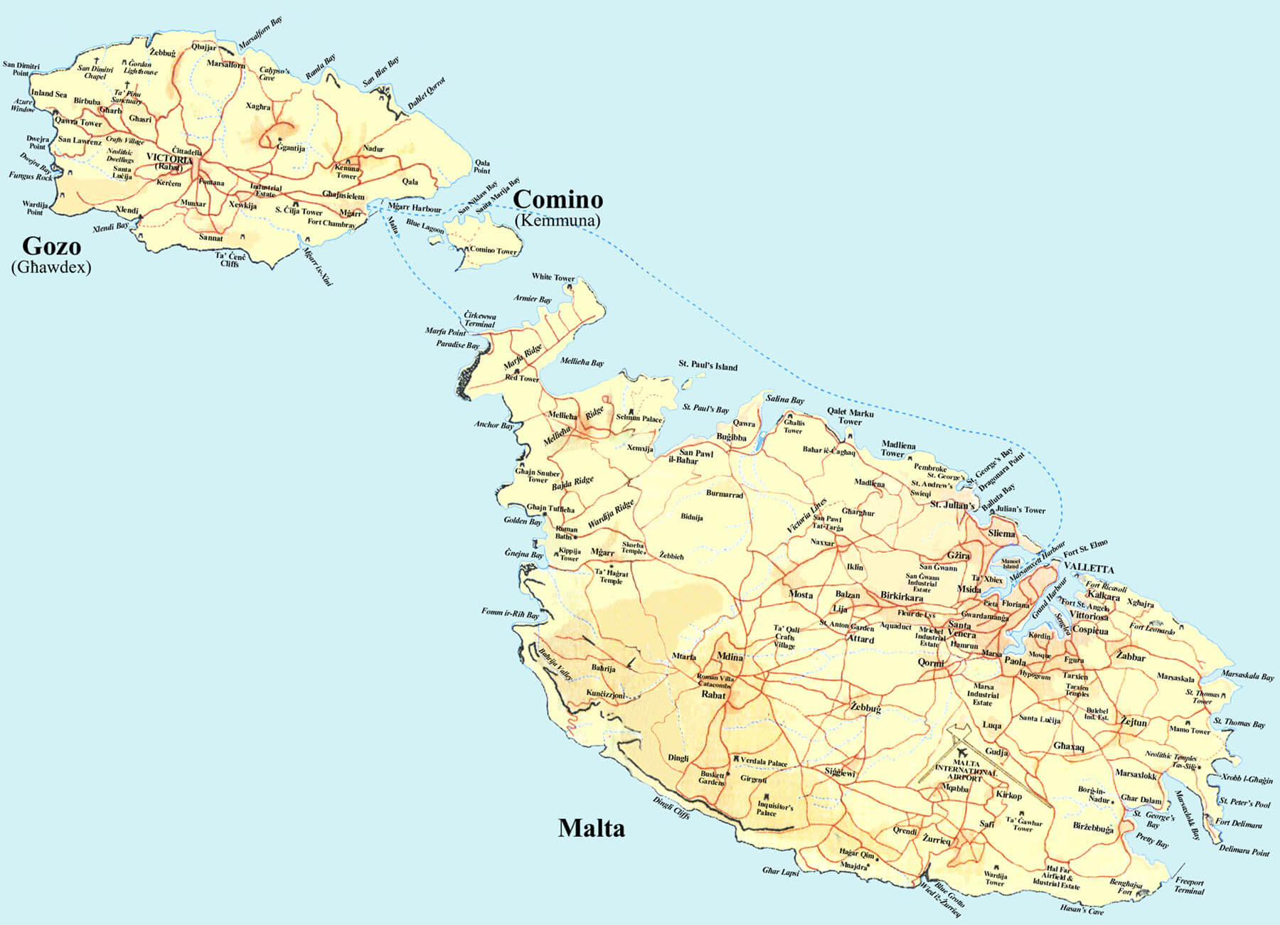 Malta Map 27 Malta Island Map Gozo Comino