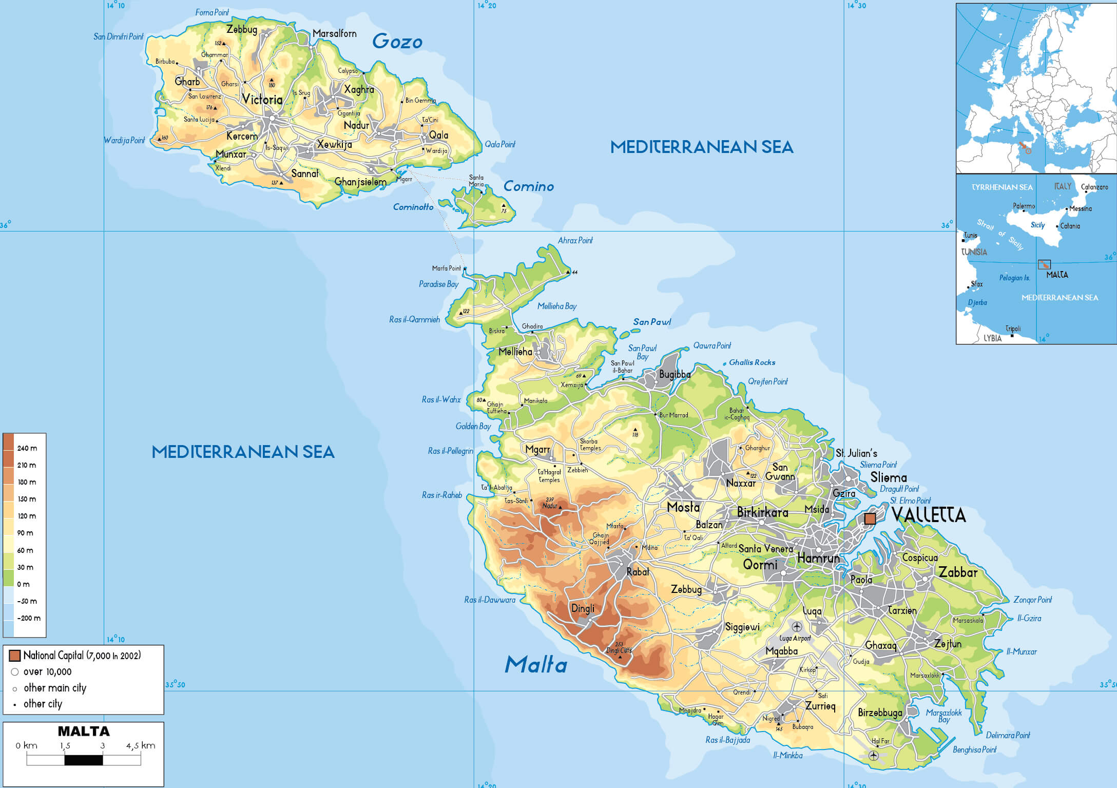 Malta Map 36 Malta Physical Map