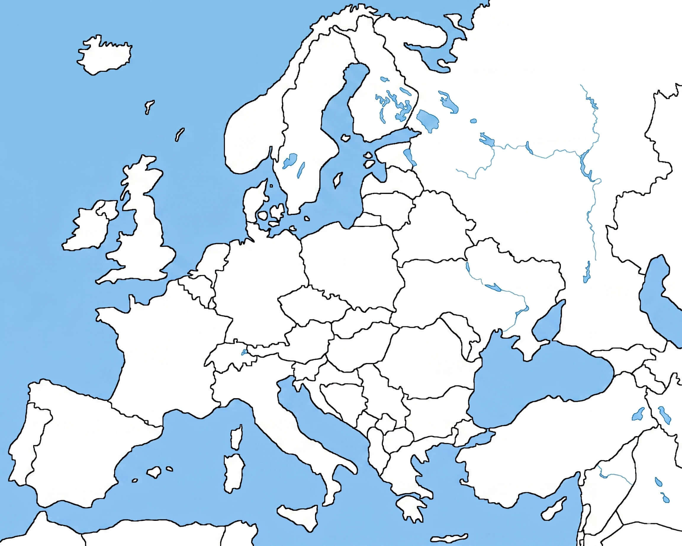 Blank political map of Europe