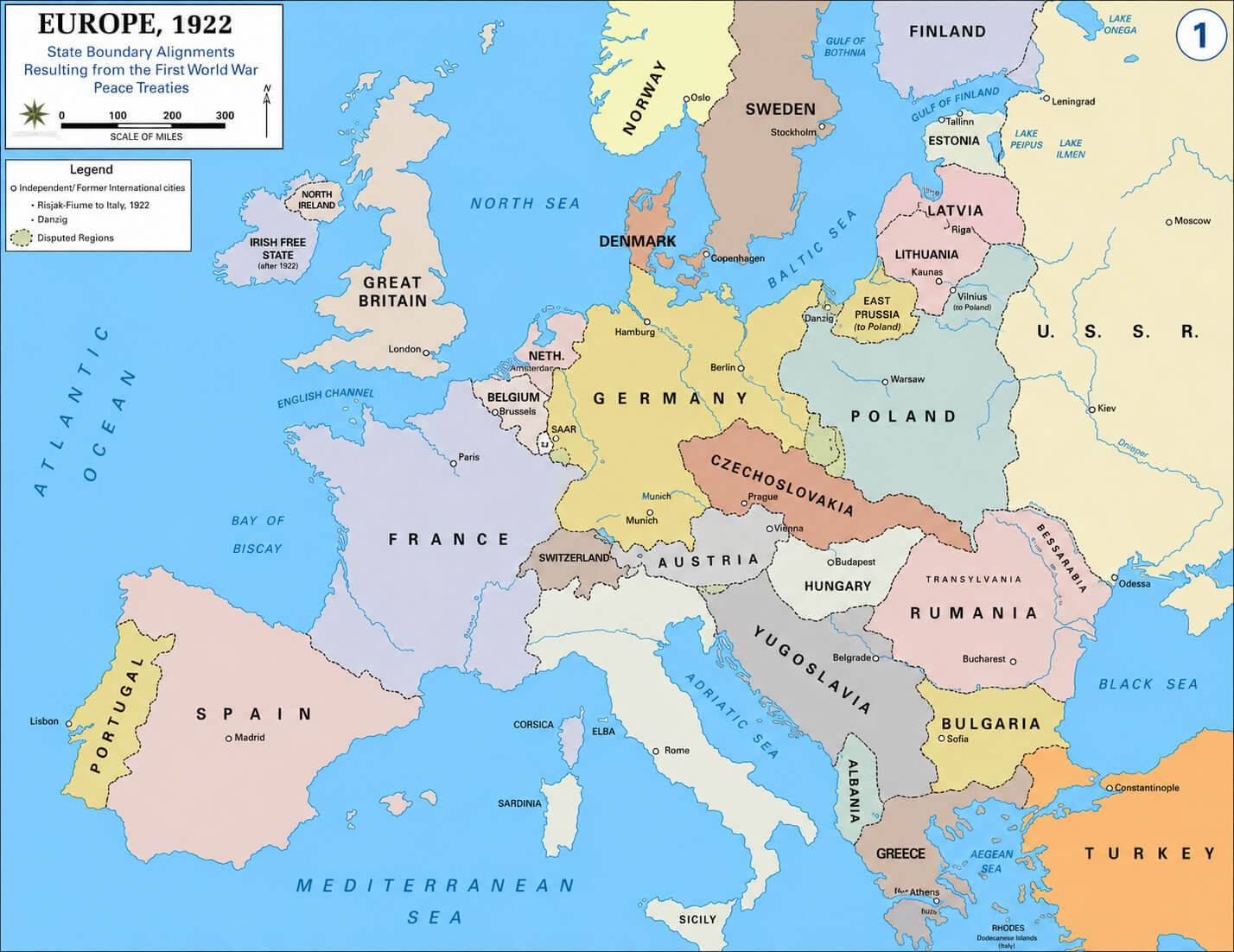 Europe map after World war one
