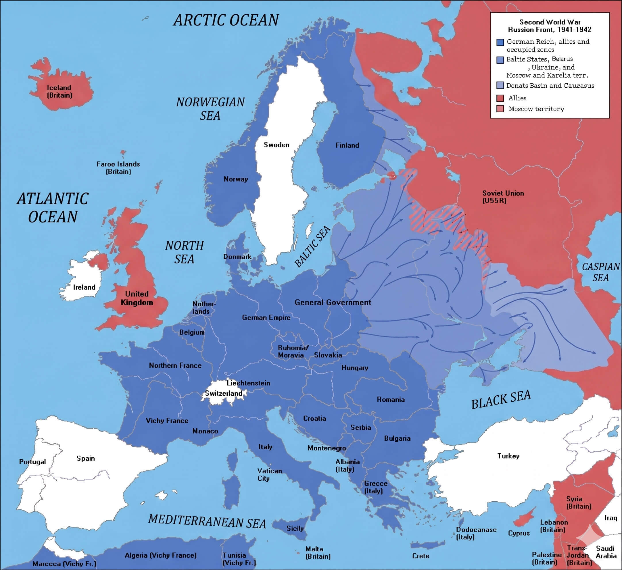 Europe map World war two 1941 1942
