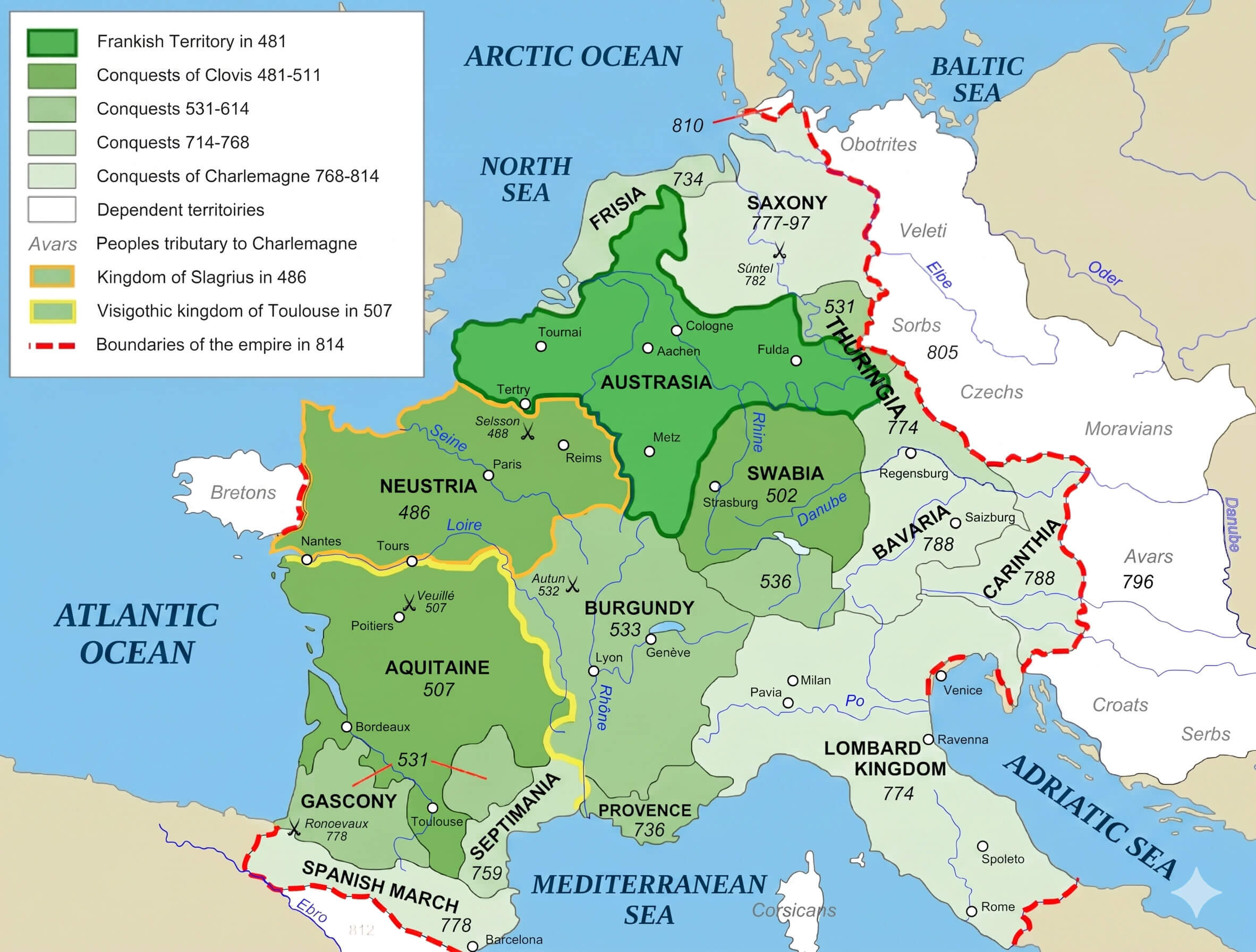 Frankish empire map 481 814