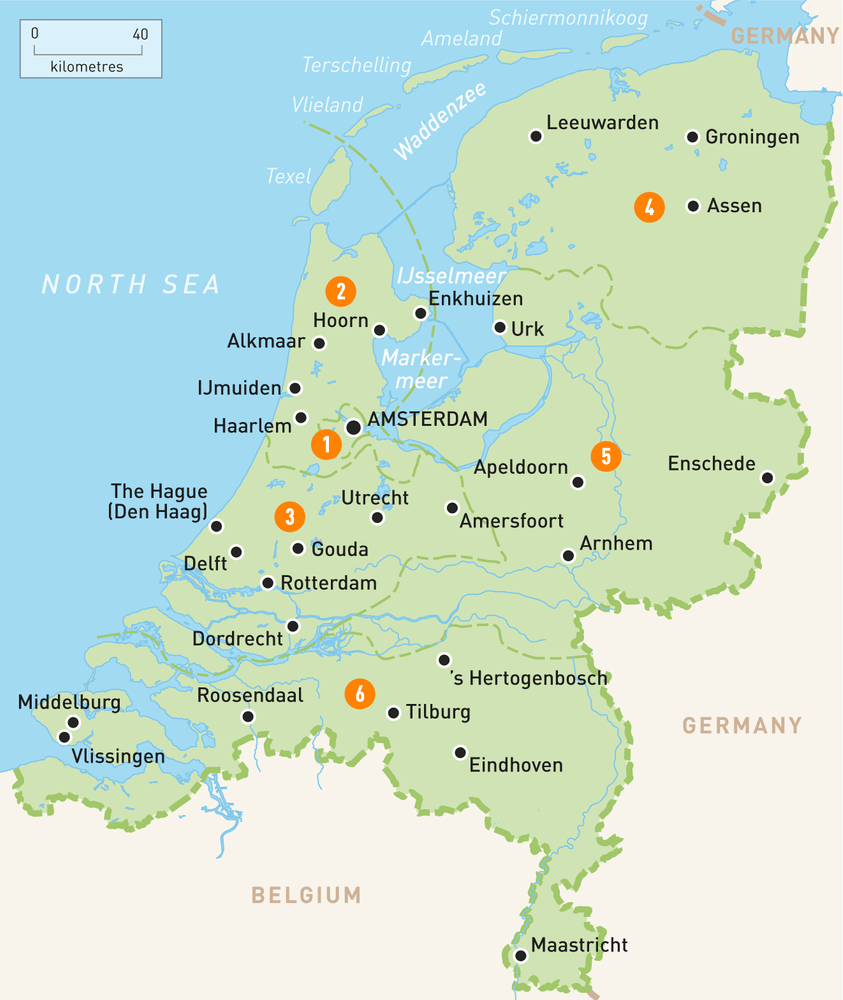 Large cities area map of Netherlands